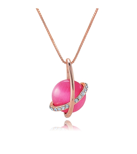 Колие розово позлатяване розово котешко око | Колекция Rose Gold | Бижута Invoke.bg