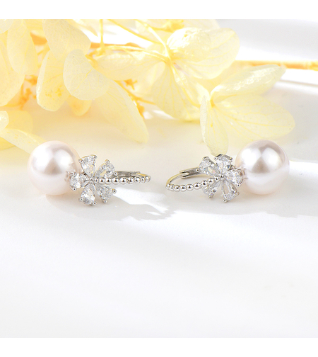 Сребърно обеци с Родий с перла | колекция Delicate Silver | Бижута Invoke.bg