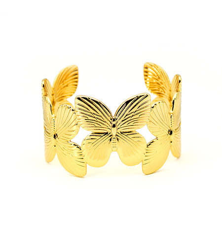 Yellow gold plated bracelet with butterflies | Desert Shine Collection