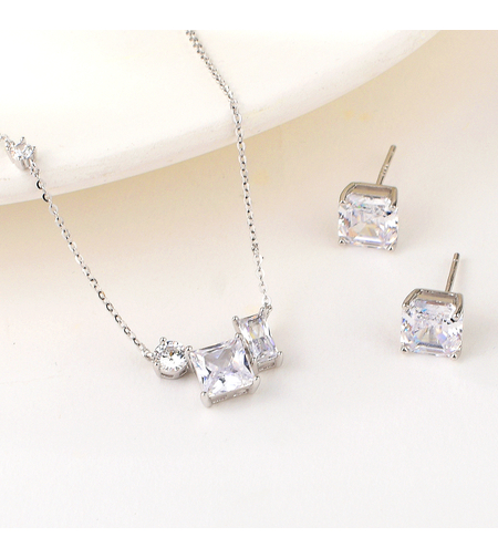 Сребърен комплект с родий | колекция Delicate Silver | Бижута Invoke.bg