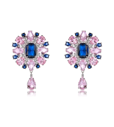 Обеци бяло позлатяване 'Пъстро слънце' | Колекция Luxury Secret | Бижута Invoke.bg