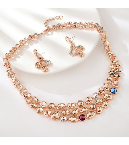 Комплект розово позлатяване цветен детайл | Колекция Rose Gold | Бижута Invoke.bg