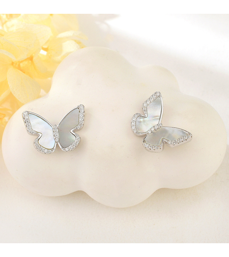 Сребърни обеци Пеперуди с родий | колекция Delicate Silver | Бижута Invoke.bg