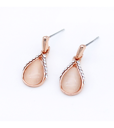 Обеци розово позлатяване котешко око 1000000000238 | Колекция Rose Gold