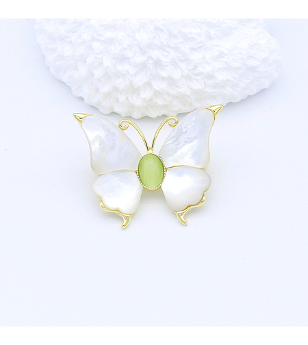 Луксозна брошка жълто позлатяване Седефена пеперуда | Бижута Invoke.bg
