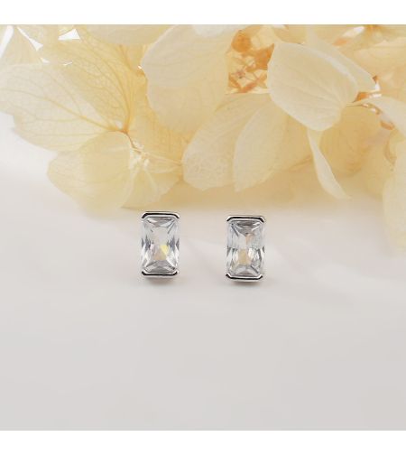 RECTANGULAR STUD SILVER EARRINGS - 2700000065822
