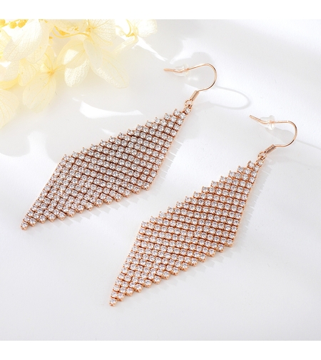 Обеци розово позлатяване ромбове | Колекция Rose Gold | Бижута Invoke.bg