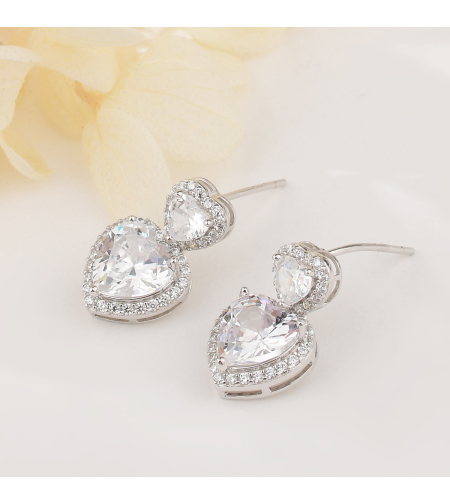 DOUBLE HEARTS  EVERYDAY SILVER EARRINGS