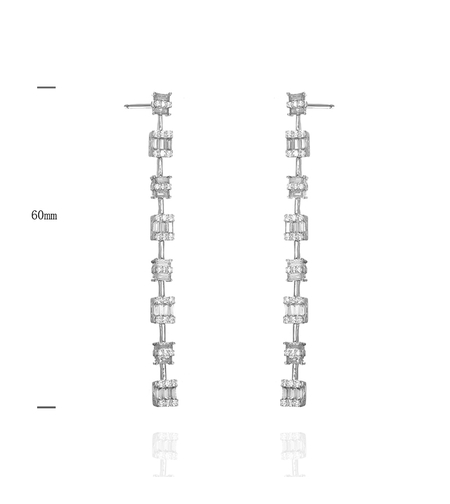 Висящи сребърни обеци с платинирано сребро | Колекция Silver Premium | Бижута Invoke.bg