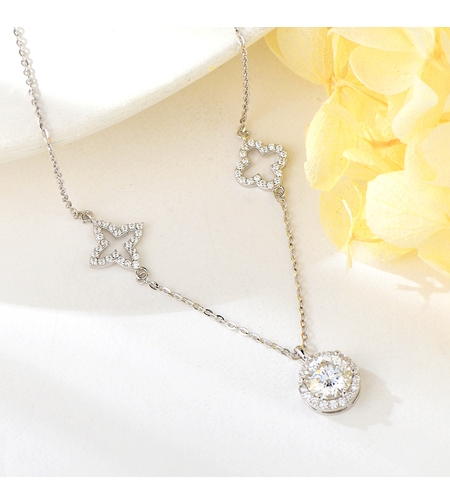 Сребърно колие Три елемента | Колекция Мойсанит | Бижута Invoke.bg