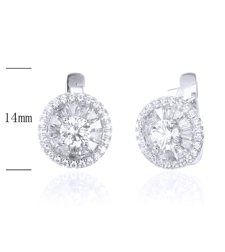 Платинирани сребърни обеци с кубични циркони | Колекция Silver Premium | Бижута Invoke.bg