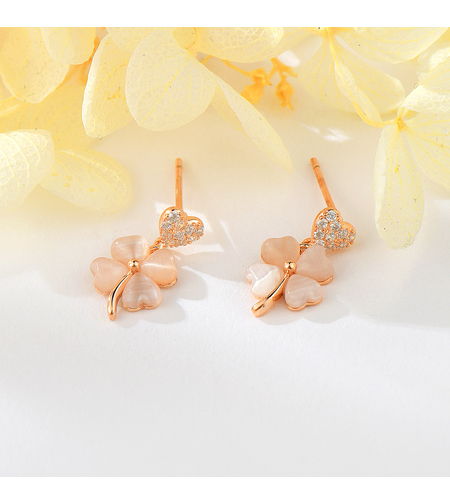 Сребърни обеци Цветя с розово позлатяване | колекция Delicate Silver | Бижута Invoke