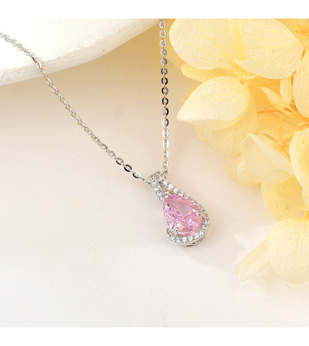 Сребърно колие розова сълза | Бижута Invoke