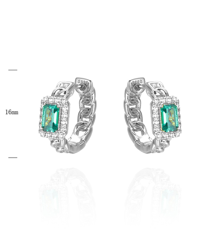 Сребърни обеци тюркоазени кубични циркони | Колекция Silver Premium | Бижута Invoke.bg