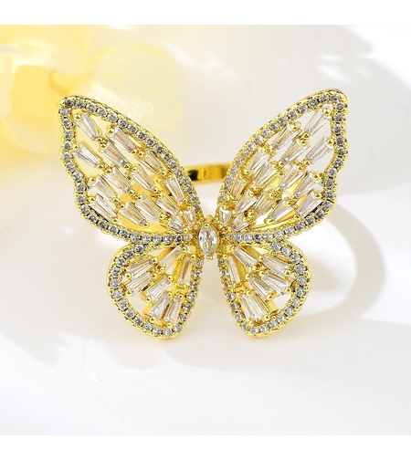 Пръстен жълто позлатяване с кристали Swarovski | Колекция Luxury Secret | Бижута Invoke.bg