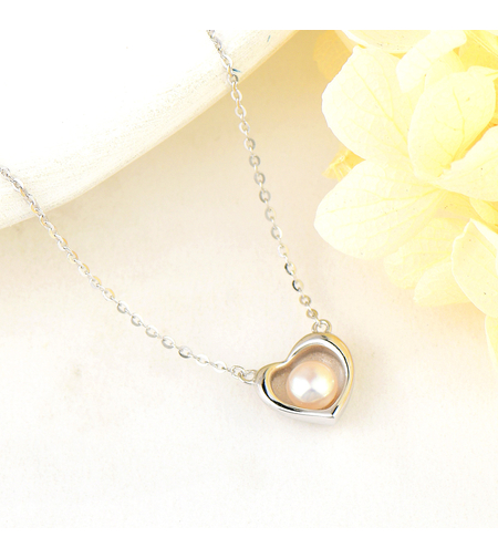 Сребърно колие Сърце с перла | колекция Delicate Silver | Бижута Invoke.bg