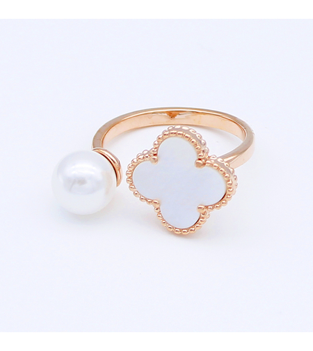 Пръстен розово позлатяване със седеф | Колекция Rose Gold | Бижута Invoke.bg