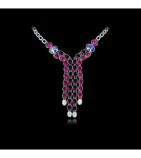 Колие бяло позлатяване с кристали Swarovski | Бижута Invoke.bg