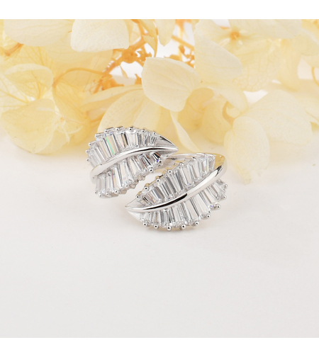 Сребърен пръстен кристални листа| колекция Delicate Silver