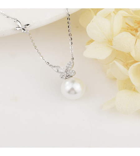 Нежно сребърно колие с перла | колекция Delicate Silver | Бижута Invoke.bg