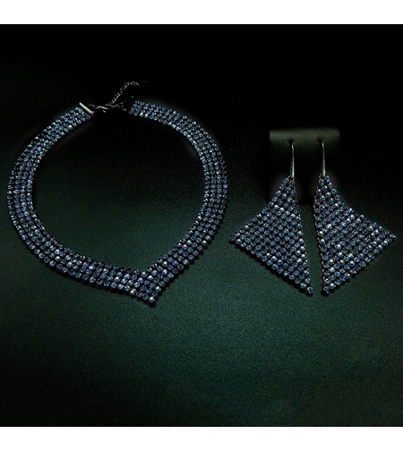 Комплект черно позлатяване 18К с кристали Swarovski | Колекция Luxury Secret | Бижута Invoke.bg