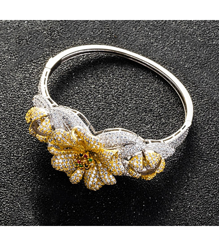 Гривна бяло позлатяване 'Красиви цветя' | Колекция Luxury Secret | Бижута Invoke.bg