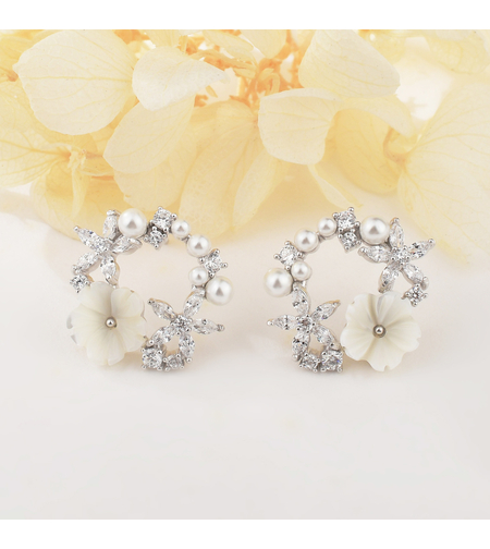 FLOWER WREATH EVERYDAY SILVER EARRINGS
