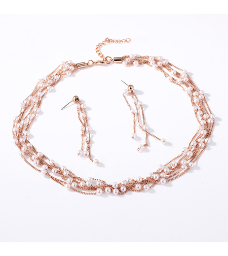 Комплект розово позлатяване наниз от перли | Колекция Rose Gold | Бижута Invoke.bg