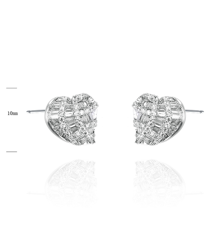 Сребърни обеци платинирани кубични циркони | Колекция Silver Premium | Бижута Invoke.bg