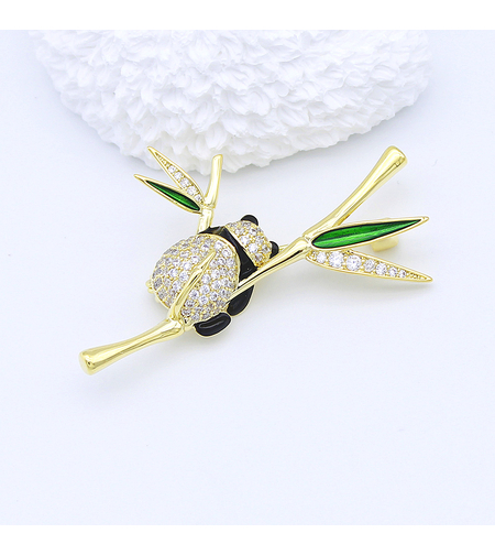 Луксозна брошка жълто позлатяване 'Панда' | Бижута Invoke.bg