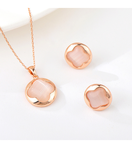 Комплект розово позлатяване флорална стилизация | Колекция Rose Gold | Бижута Invoke.bg