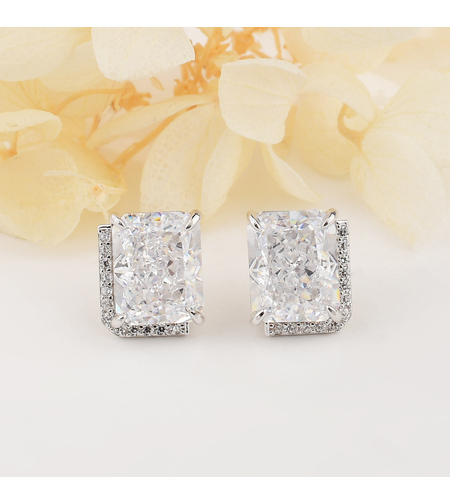 RECTANGULAR CRUSHED ICE EARRINGS