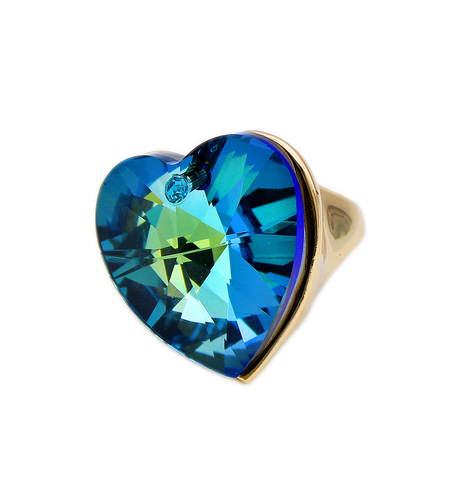 Пръстен розово позлатяване синьо сърце | Колекция Luxury Secret