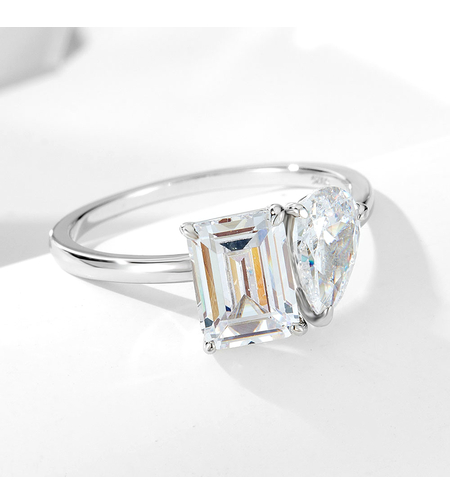 Сребърен пръстен с платина и кубични циркони 2700000071458 | Колекция Silver Premium