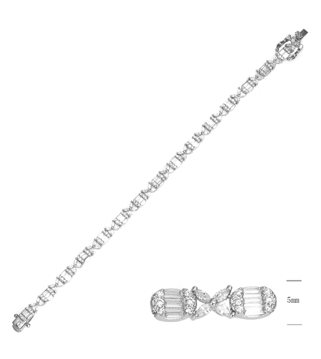 Гривна платинирано сребро с кубични циркони | Колекция Silver Premium | Бижута Invoke.bg