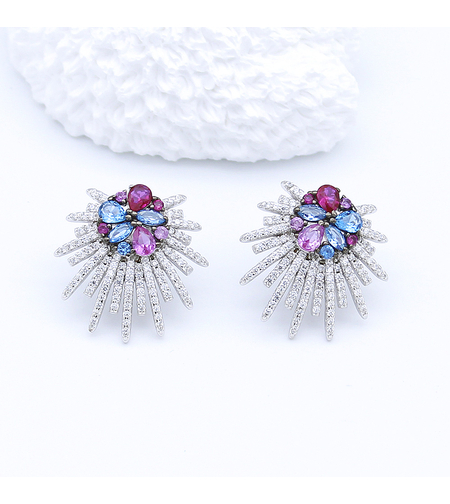 SPARKLING RAYS SILVER EARRINGS - 2700000068465