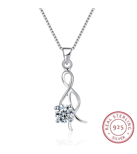 Сребърно колие Ключ Сол Swarovski Crystals | колекция Delicate Silver | Бижута Invoke.bg