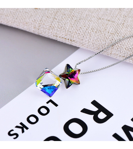 Сребърно колие Звезда с кристал Swarovski Paradise Shine | колекция Delicate Silver | Бижута Invoke.bg