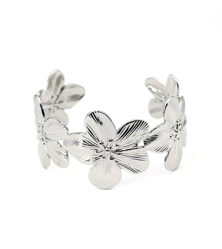 White gold plated bracelet with flowers | Desert Shine Collection