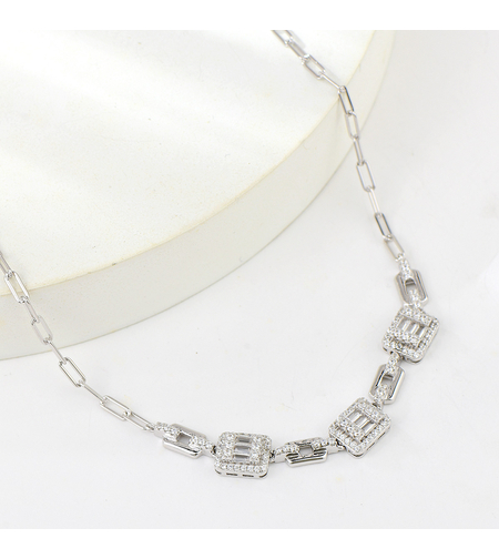 Сребърно колие с платина | Колекция Silver Premium | Бижута Invoke.bg