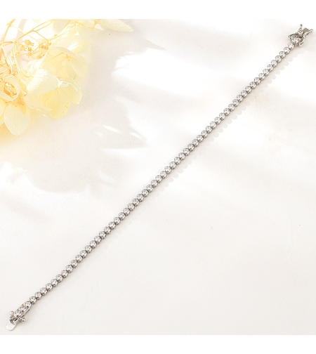 Сребърна тенис гривна с платина и кубични циркони | Колекция Silver Premium | Бижута Invoke.bg