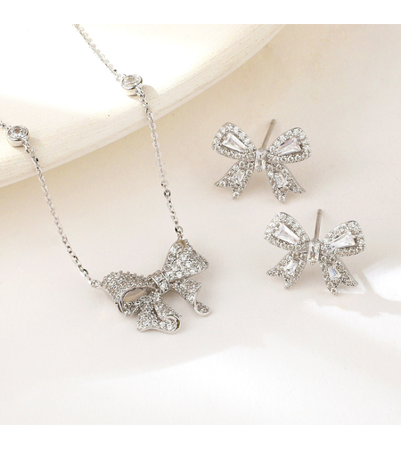 Сребърен комплект Панделка с родий | колекция Delicate Silver | Бижута Invoke