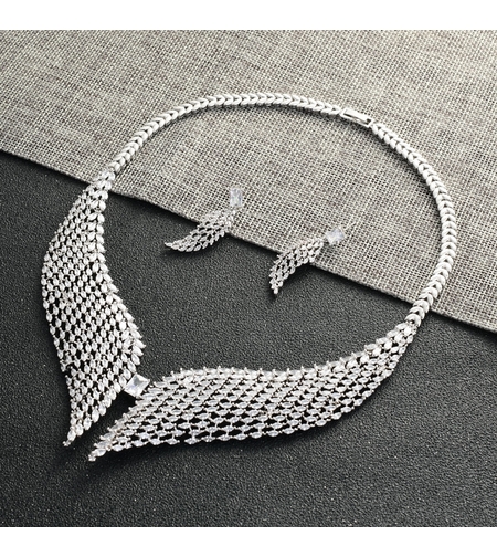 Комплект бяло позлатяване ангелски криле | Колекция Luxury Secret | Бижута Invoke.bg