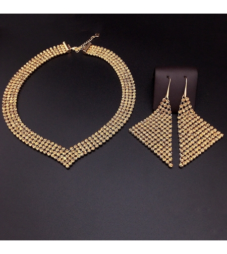 Комплект жълто позлатяване 18К с кристали Swarovski | Колекция Luxury Secret | Бижута Invoke.bg