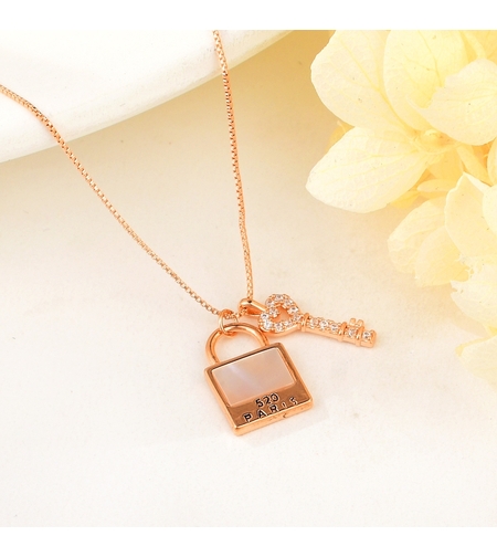 Колие розово позлатяване катинар | Колекция Rose Gold | Бижута Invoke.bg