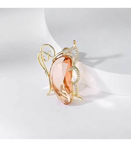 Брошка жълто позлатяване 'Пеперуда' 18К с кристали Swarovski | Бижута Invoke.bg