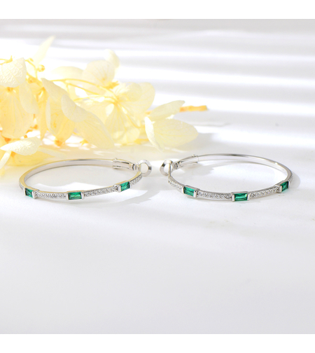 Сребърни обеци Халки с родий | колекция Delicate Silver | Бижута Invoke.bg