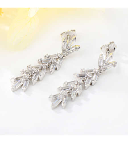 Сребърни обеци пролетни клонки с платинирано сребро | Колекция Silver Premium | Бижута Invoke.bg