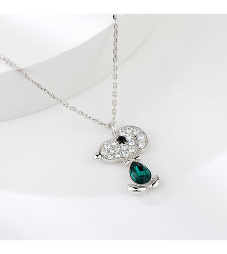 Сребърно колие Анимационен Герой в зелено | колекция Delicate Silver | Бижута Invoke.bg