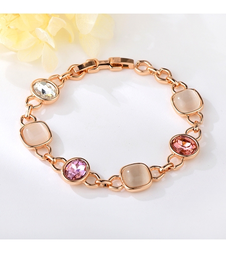 Гривна розово позлатяване кристали с котешко око | Колекция Rose Gold | Бижута Invoke.bg